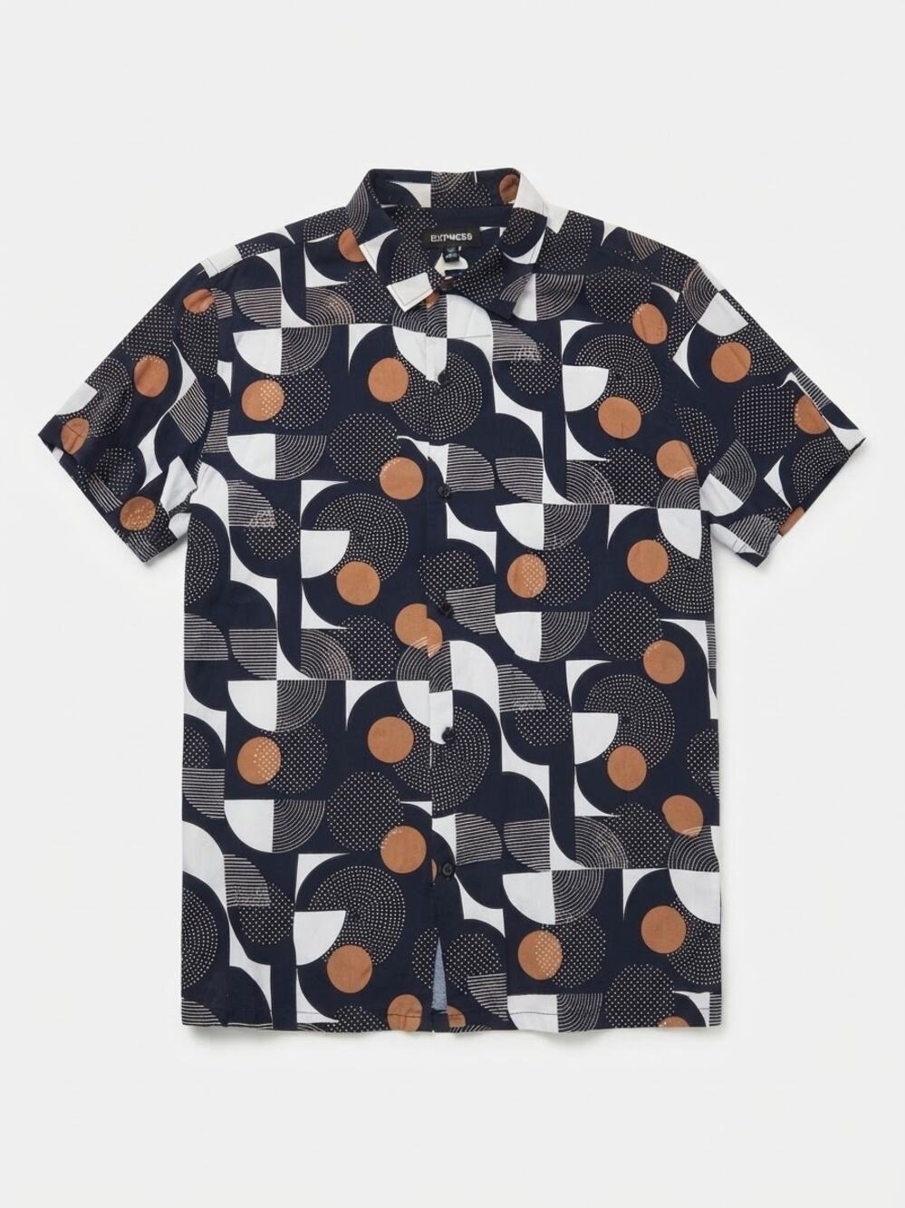 Express Shirt Men Size M Geometric Print Black White Short Sleeve Casual Camp